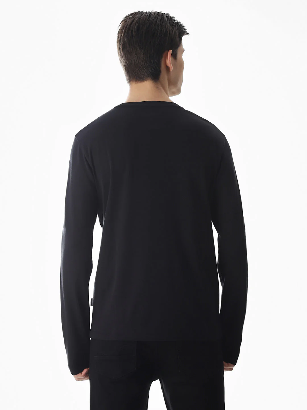Logo Print Full Sleeves T-shirt - Black - Image 4