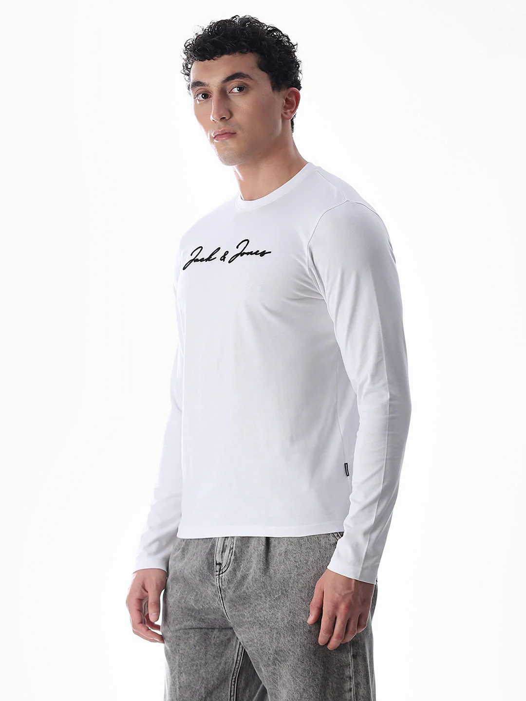 Logo Print Full Sleeves T-shirt - White - Image 3