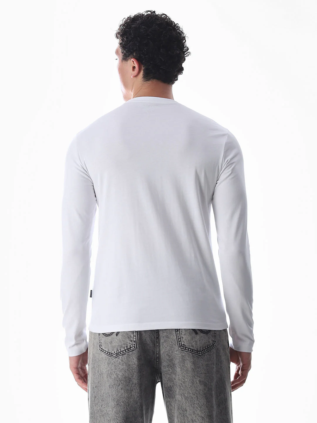 Logo Print Full Sleeves T-shirt - White - Image 4