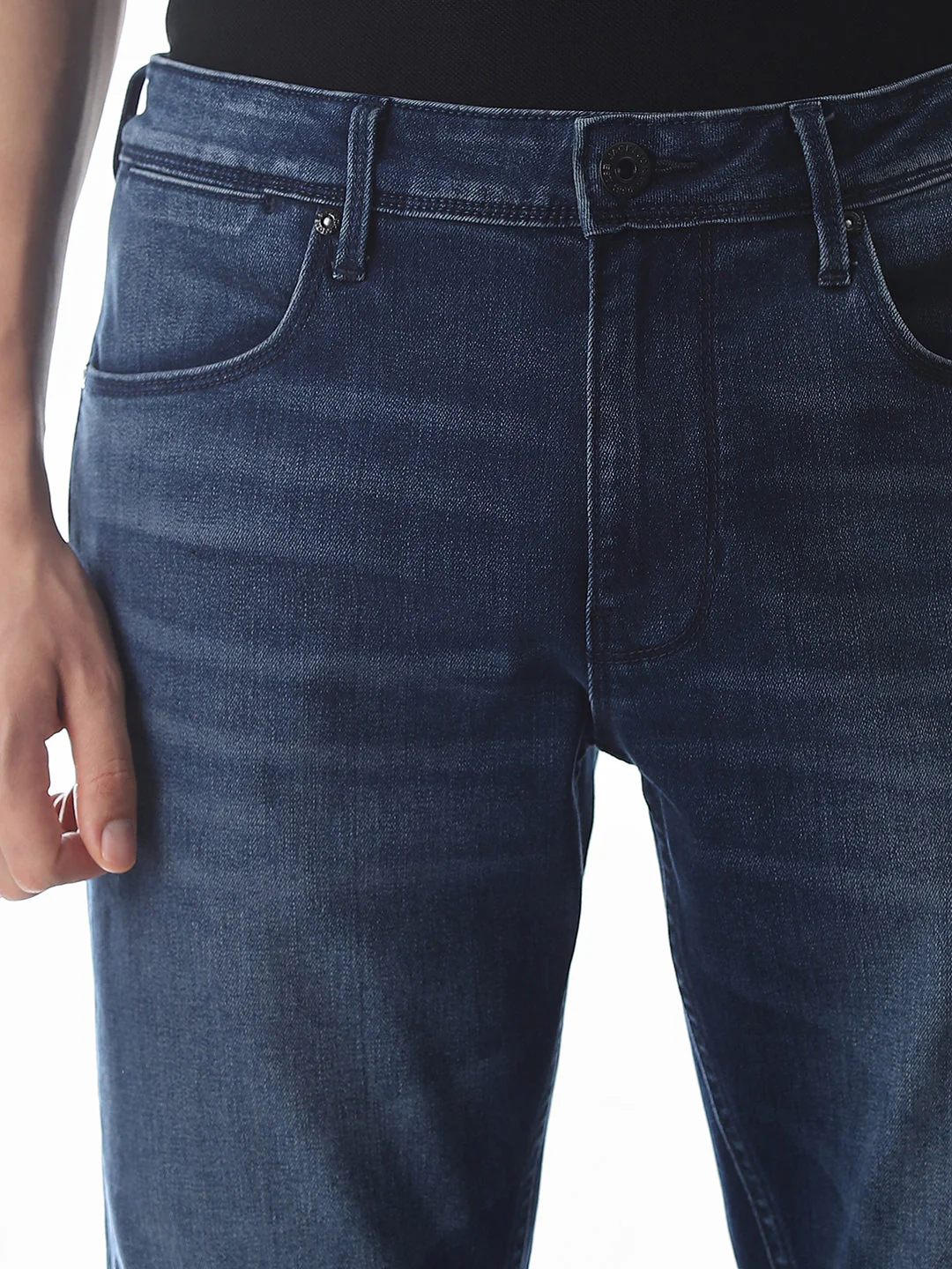 Washed Glenn Slim Fit Jeans - Dark Blue - Image 4