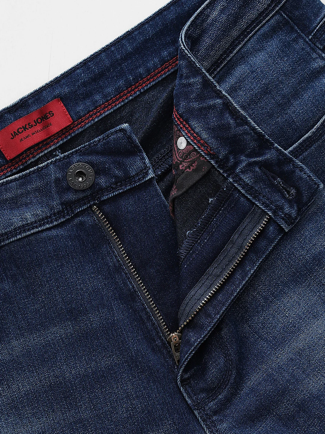 Washed Glenn Slim Fit Jeans - Dark Blue - Image 5
