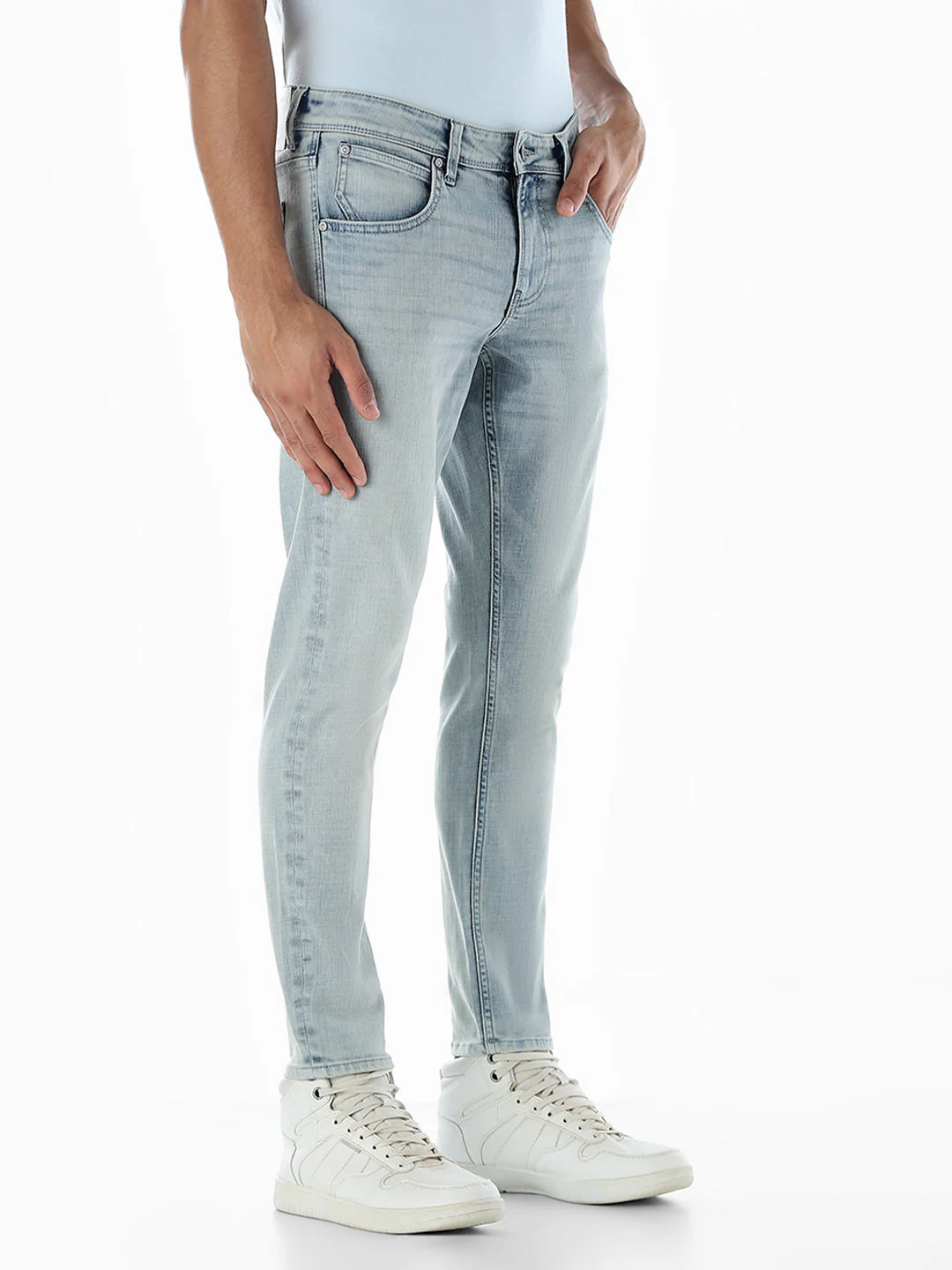 Light Blue 5 Pocket Slim Fit Jeans - Image 2