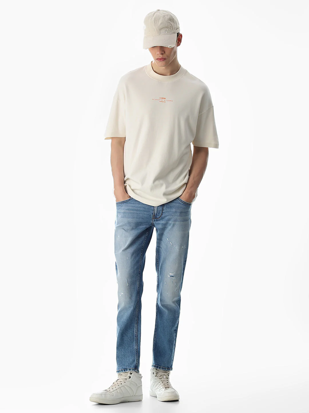 Mildly Distressed Cropped Brak Slim Jeans - Image 6