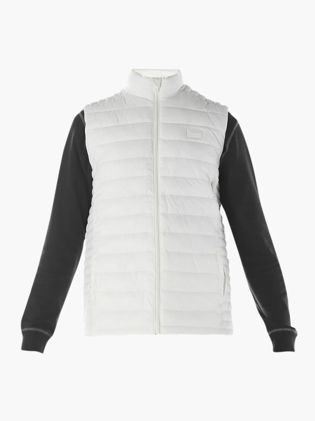 Sleeveless High Neck Puffer Vest - White - Image 7