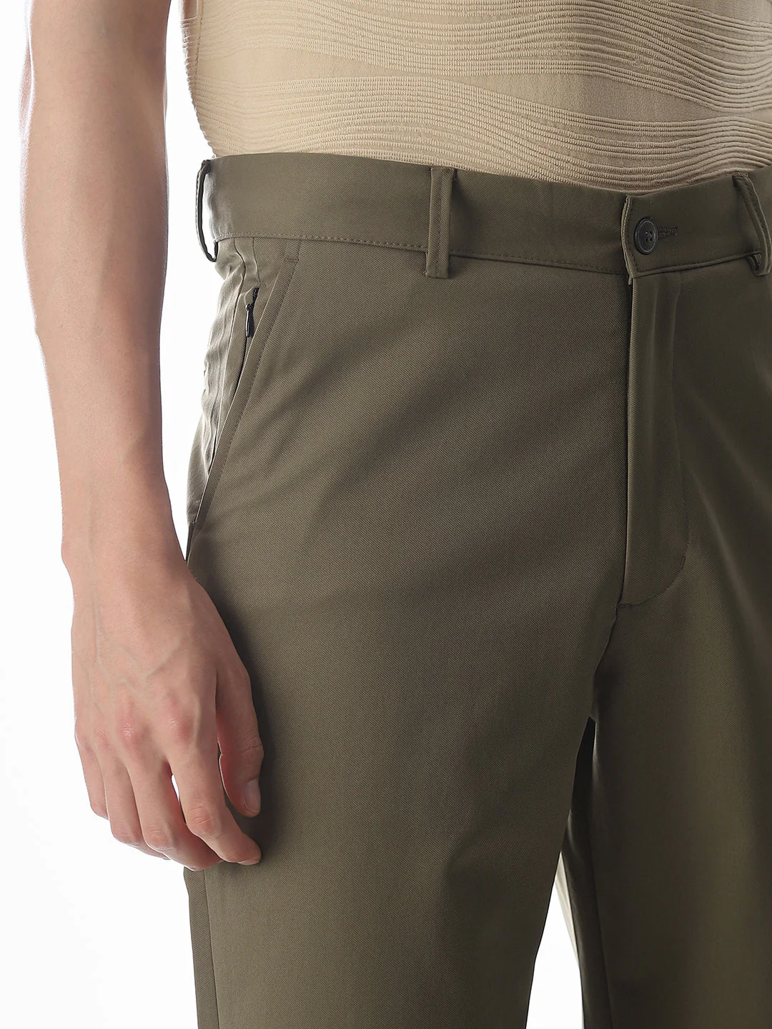 4 Pocket Non-Stretch Chino Pants - Green - Image 4