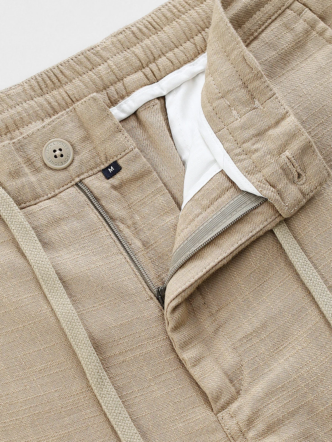 Cotton Loose Fit Chino Pants - Beige - Image 5