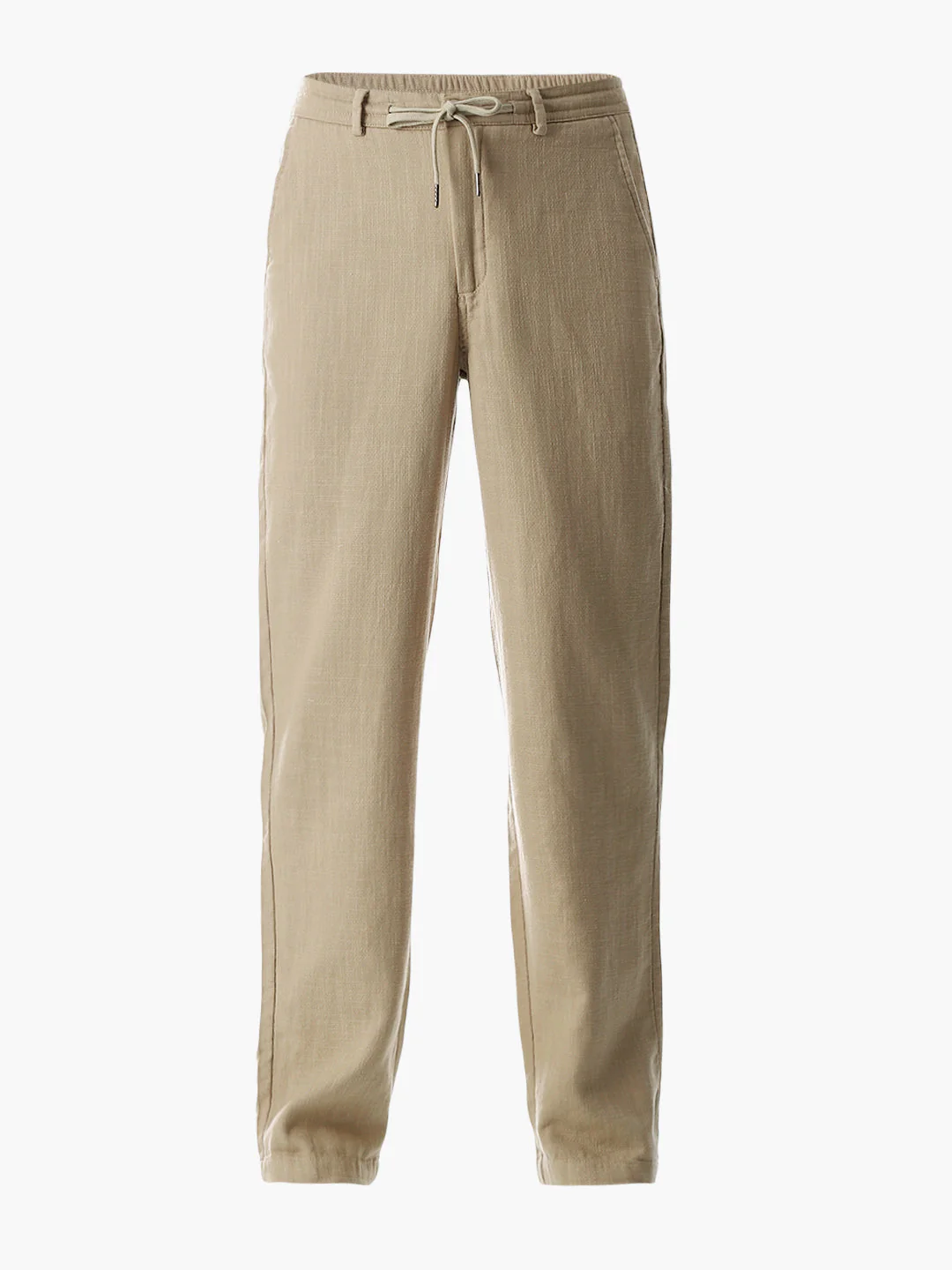 Cotton Loose Fit Chino Pants - Beige - Image 7