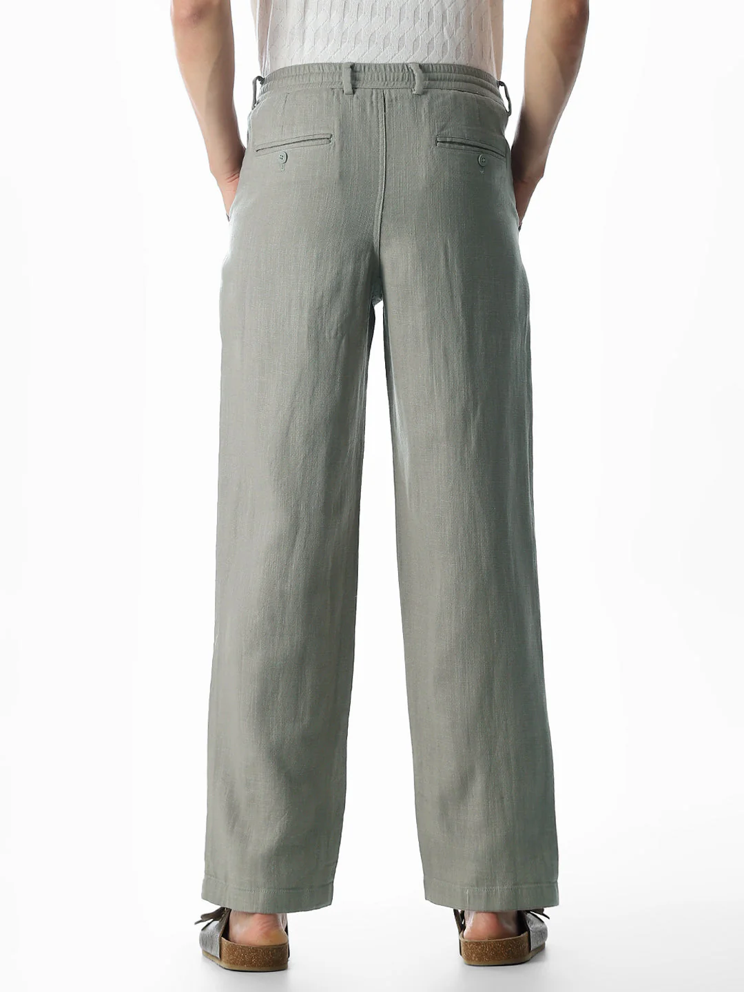 Cotton Loose Fit Chino Pants - Green - Image 3