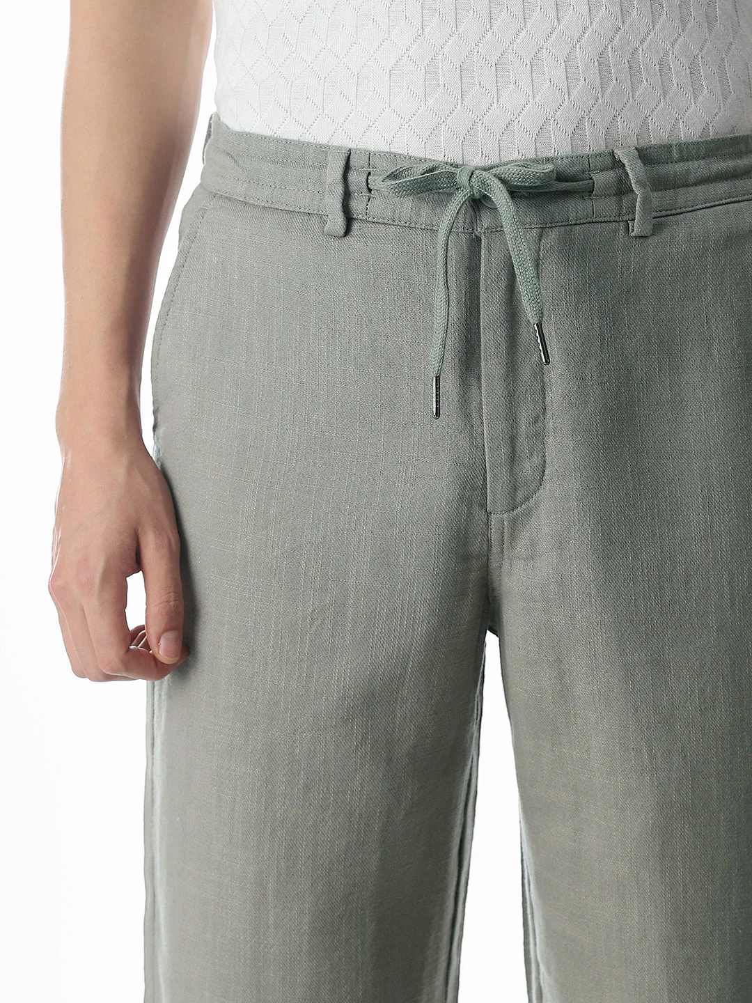 Cotton Loose Fit Chino Pants - Green - Image 4