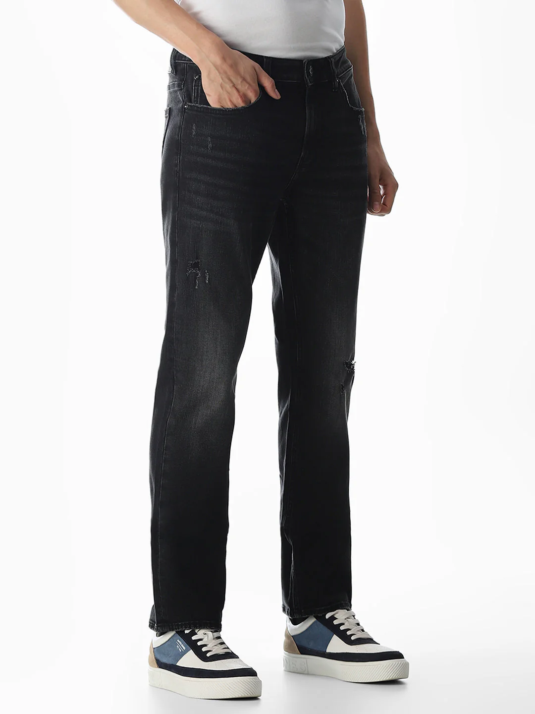 Distressed Clark Regular Fit Jeans - Black - Image 2