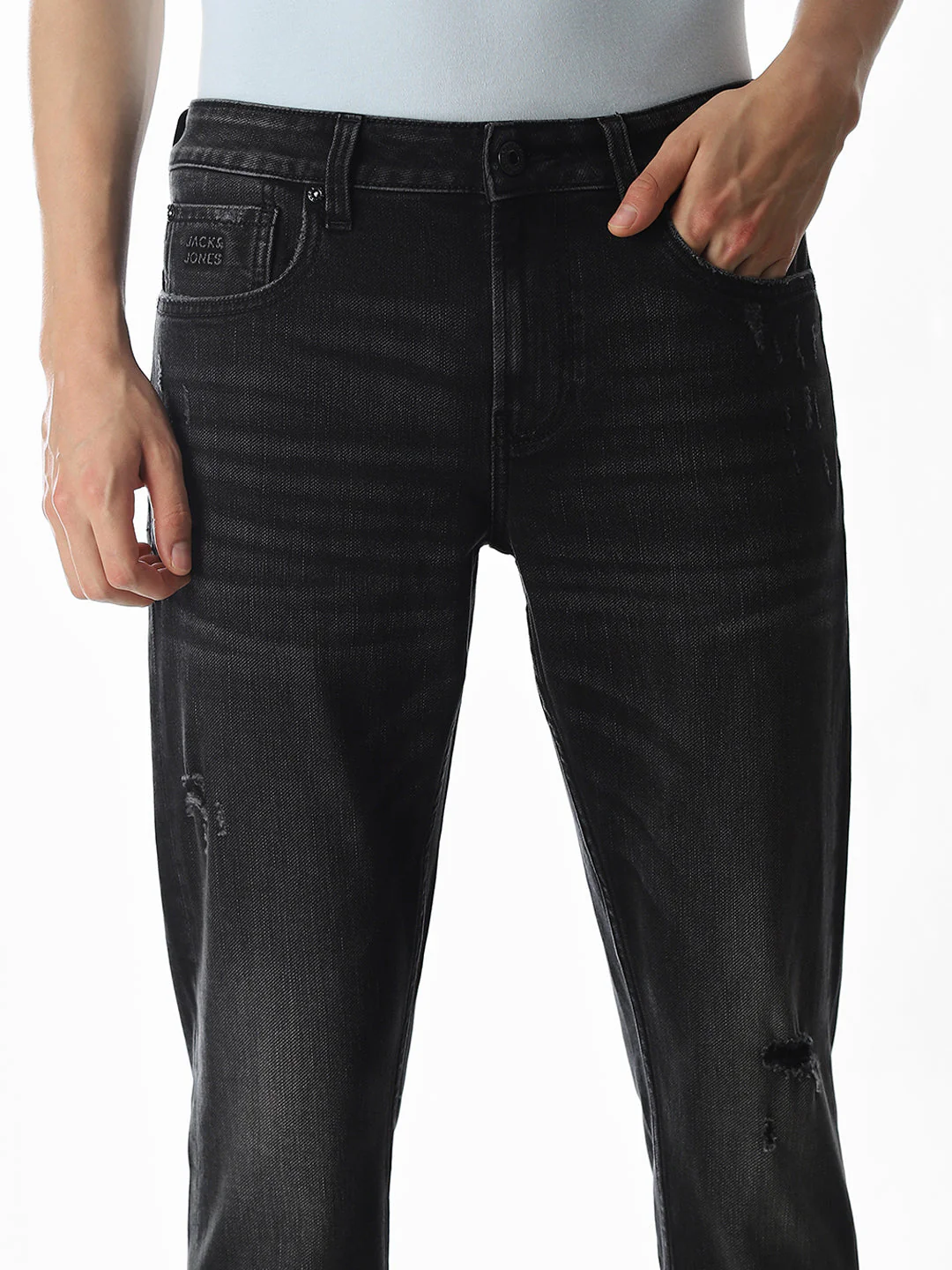 Distressed Glenn Slim Fit Jeans - Black - Image 4