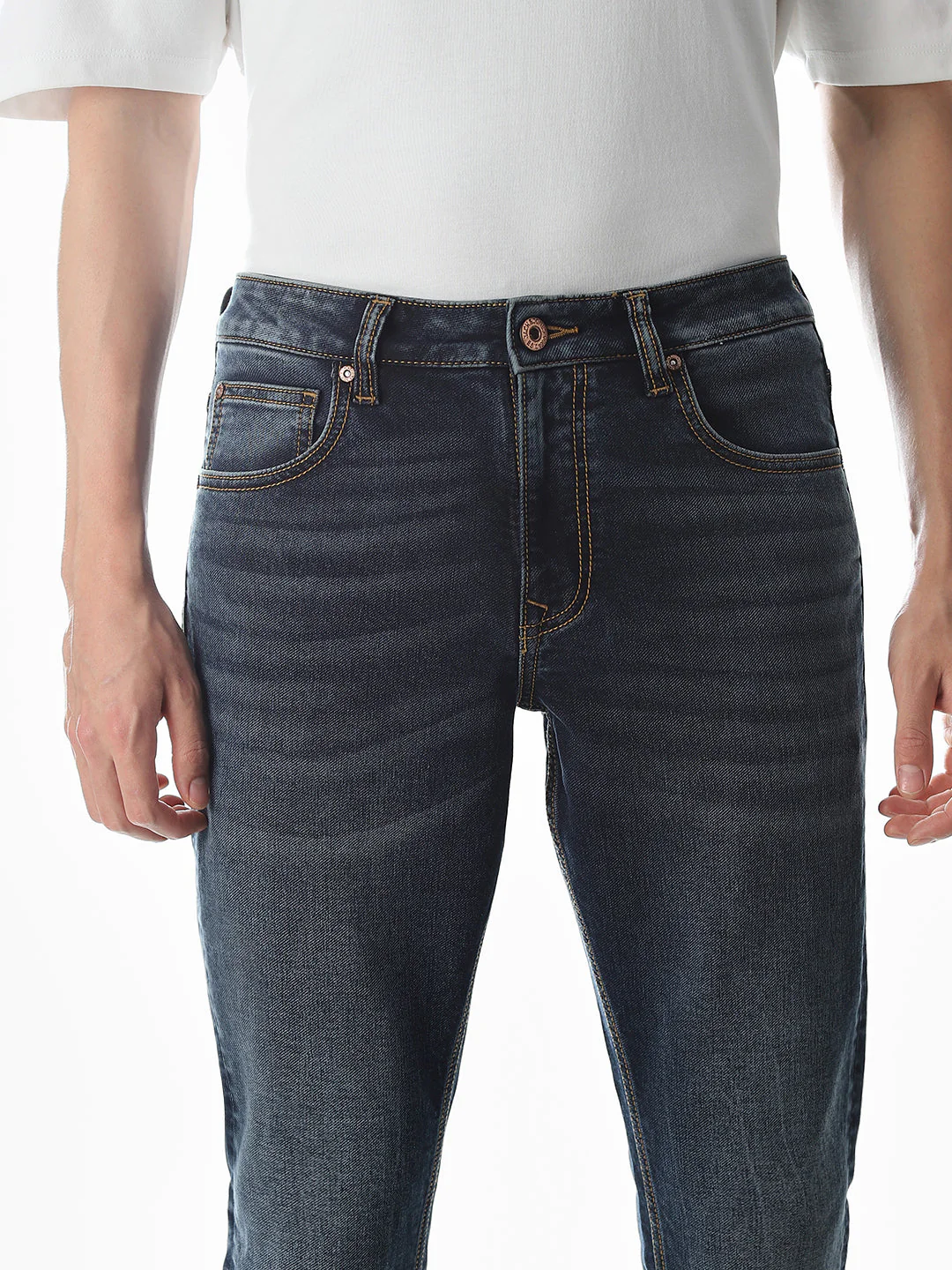 5 Pocket Glenn Slim Fit Jeans - Medium Blue - Image 4