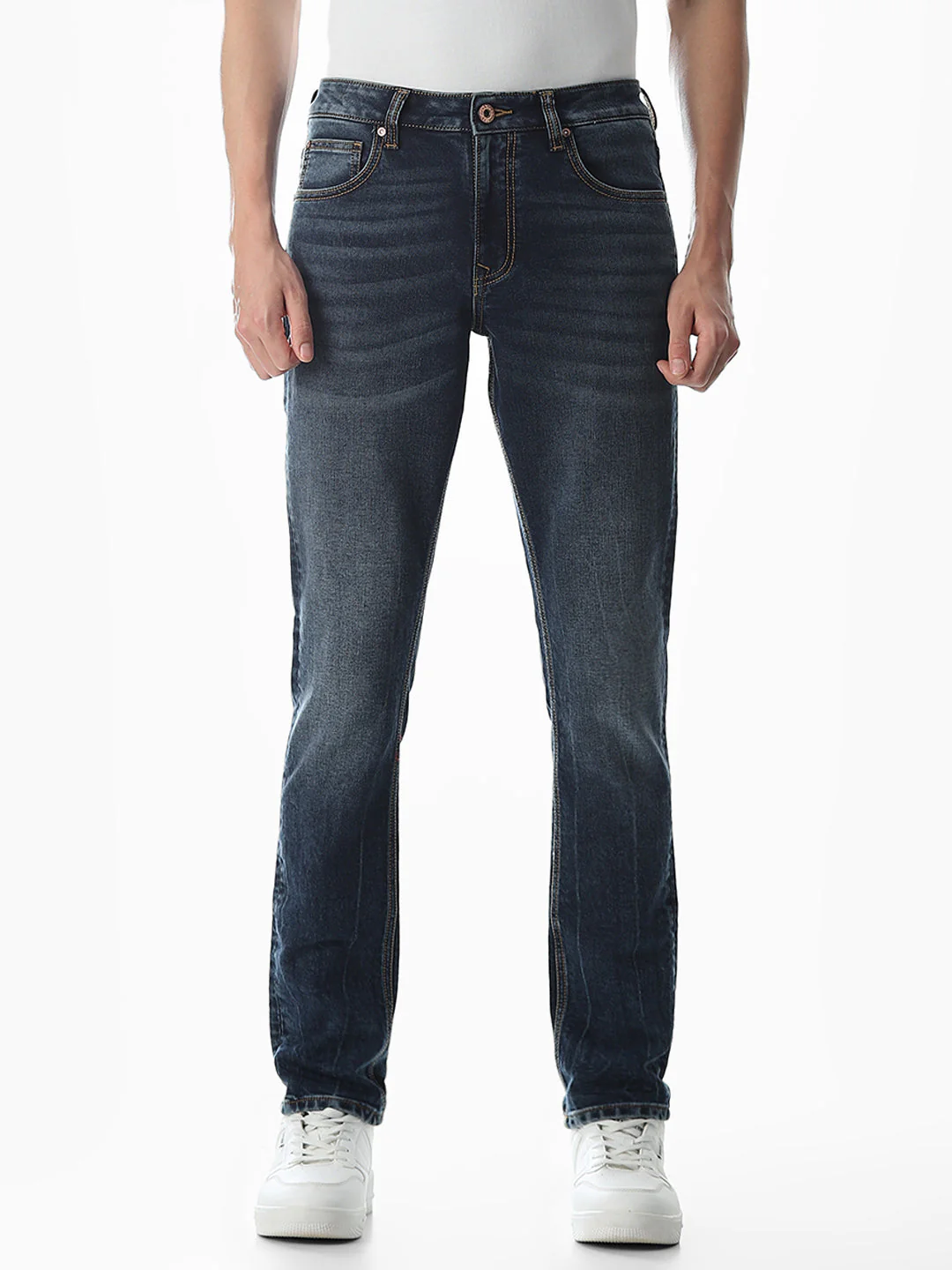 5 Pocket Glenn Slim Fit Jeans - Medium Blue - Image 8