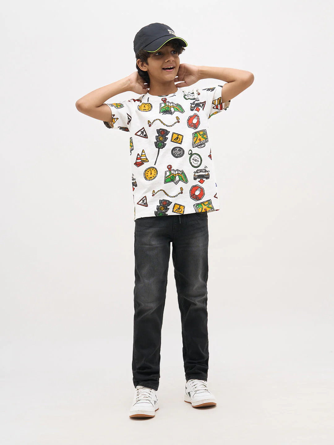 White Printed Cotton T-Shirt