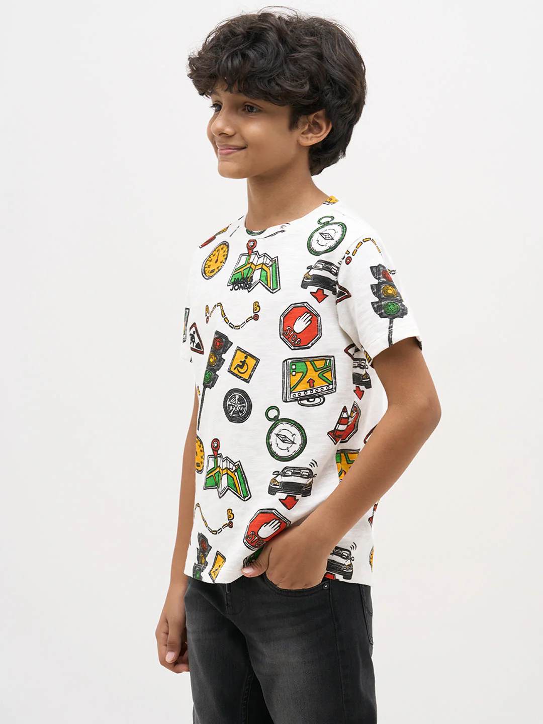 White Printed Cotton T-Shirt - Image 3