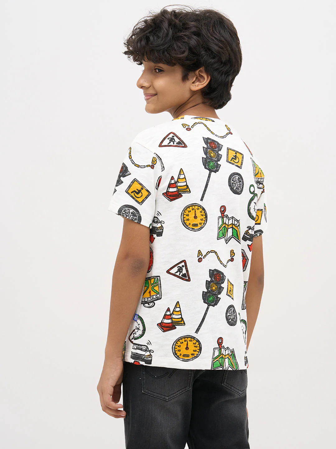 White Printed Cotton T-Shirt - Image 4