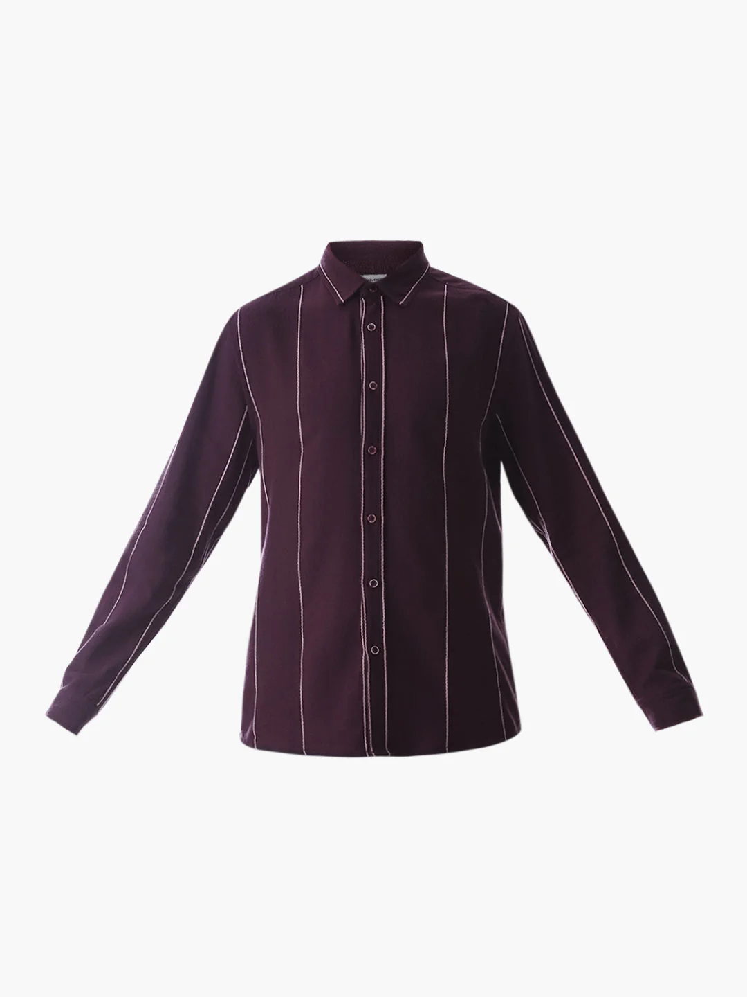 Striped Cotton Full Sleeves Shirt - Purple - Image 7