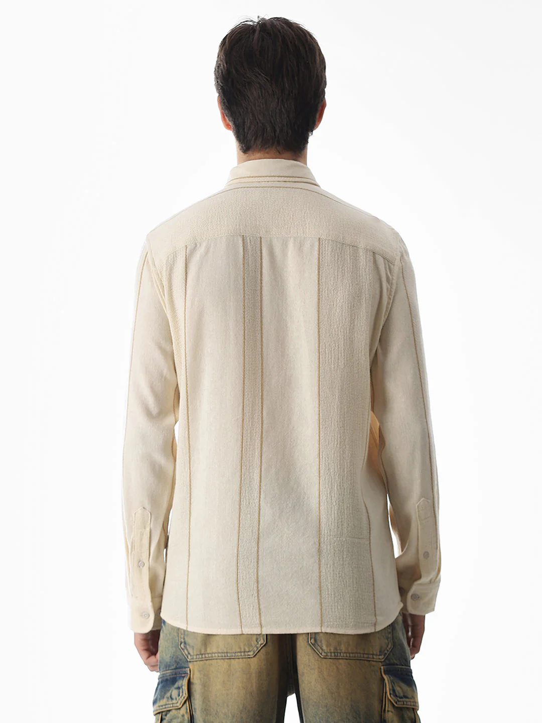 Striped Cotton Full Sleeves Shirt - Beige - Image 9
