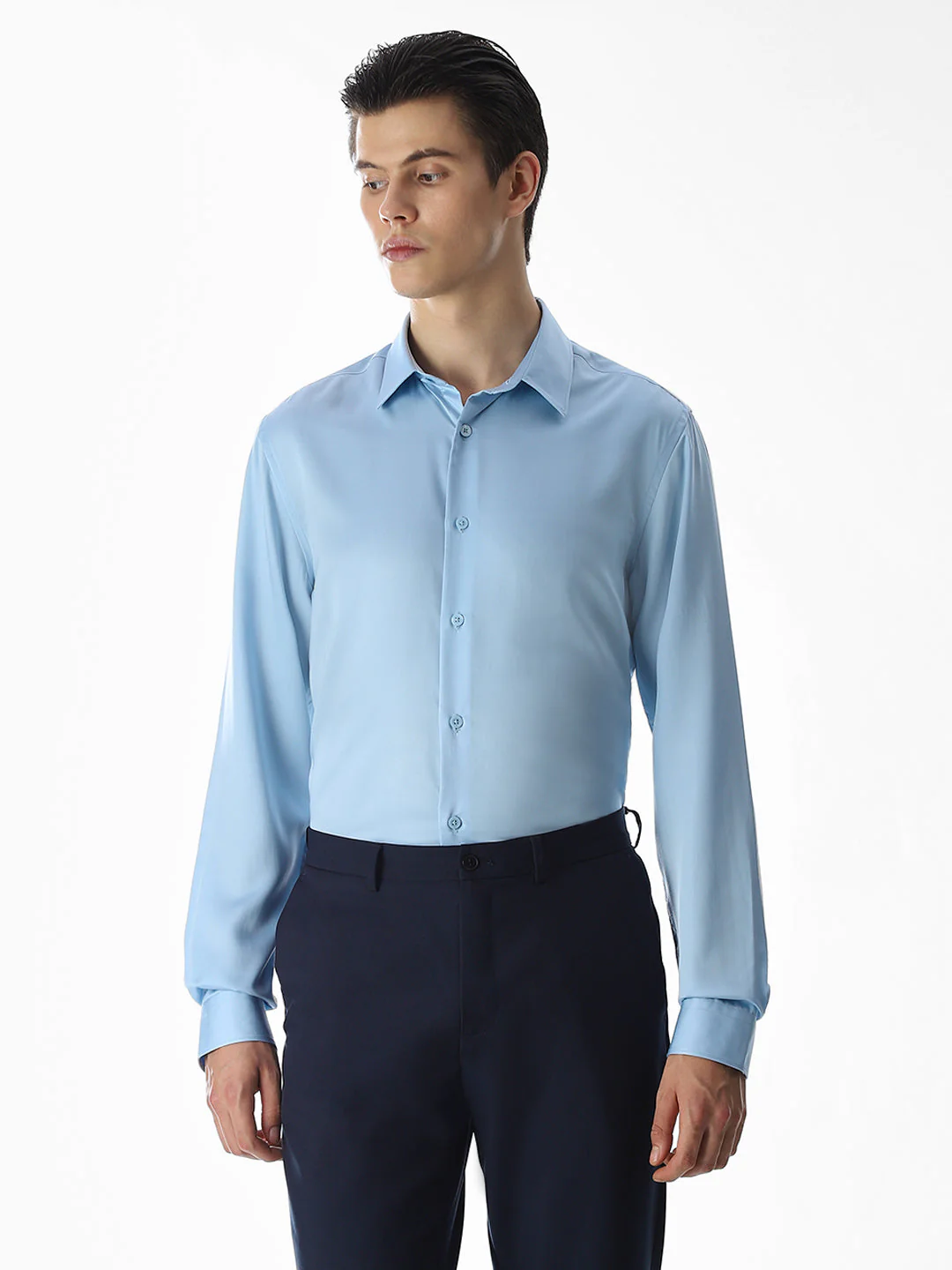 Light Blue Tencel Formal Shirt - Image 2
