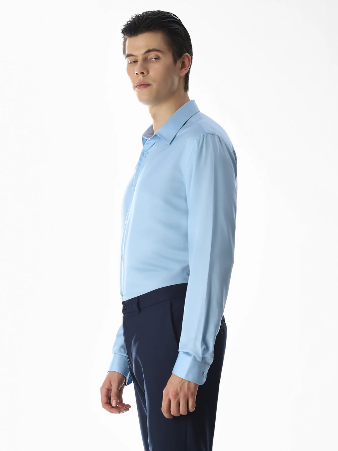 Light Blue Tencel Formal Shirt - Image 3
