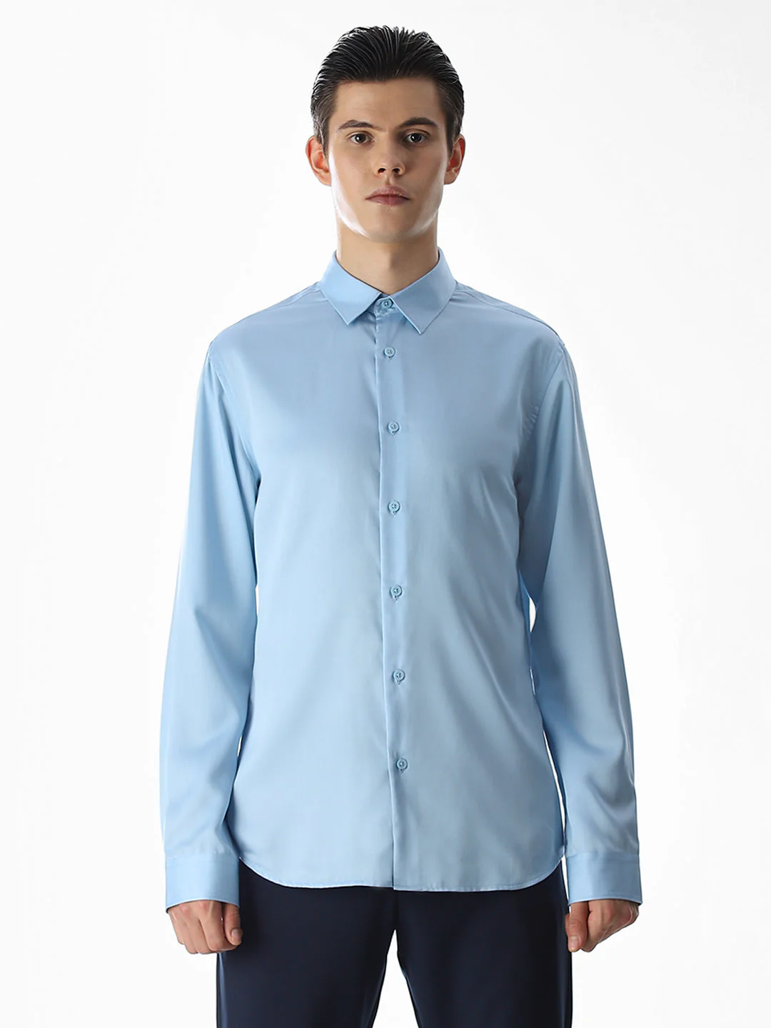 Light Blue Tencel Formal Shirt - Image 8