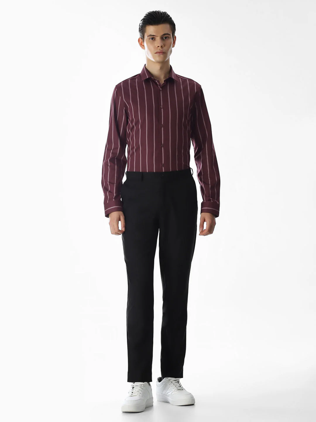 Maroon Striped Cotton Shirt - Image 6
