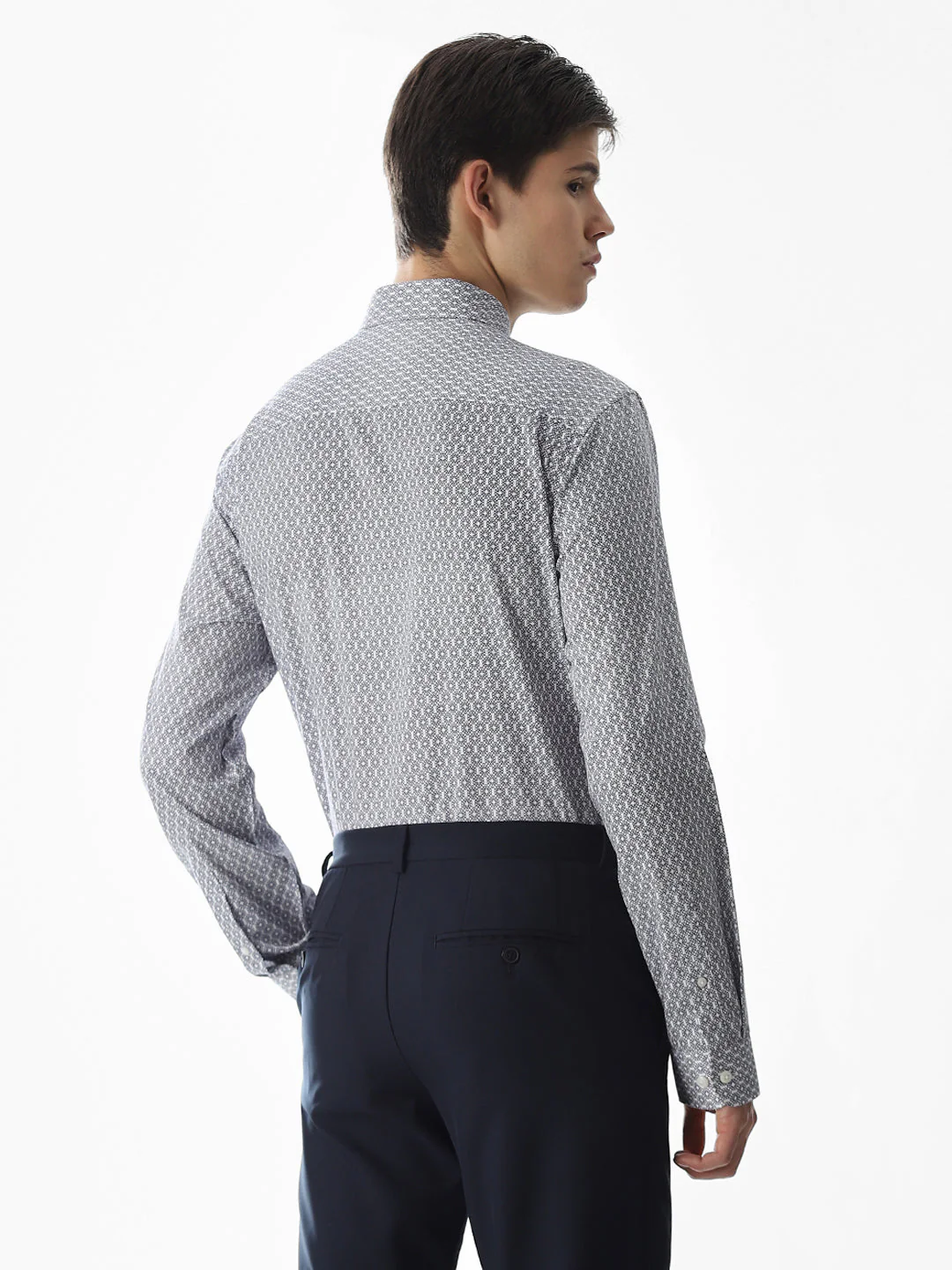 Abstract Print Slim Fit Shirt - White - Image 4