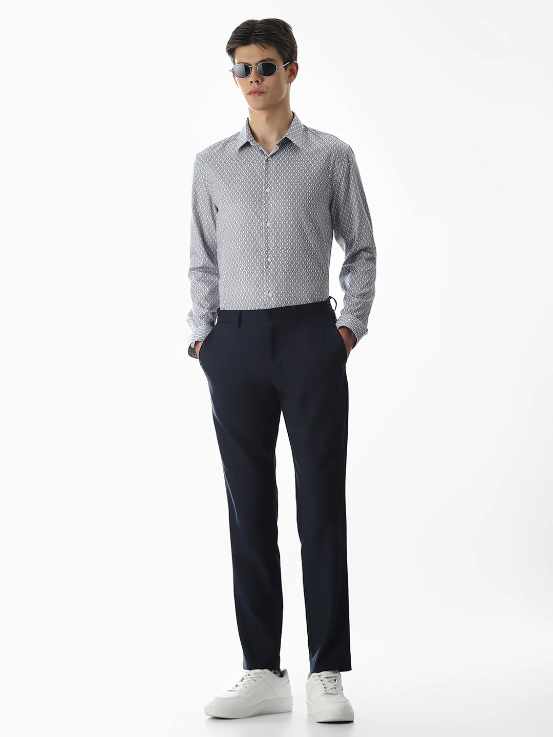Abstract Print Slim Fit Shirt - White - Image 6