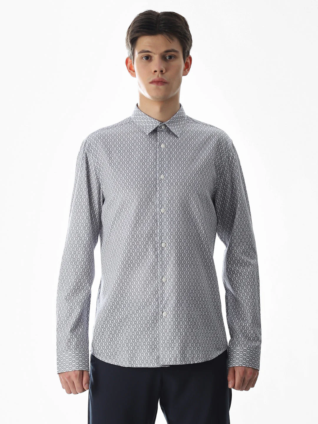 Abstract Print Slim Fit Shirt - White - Image 8