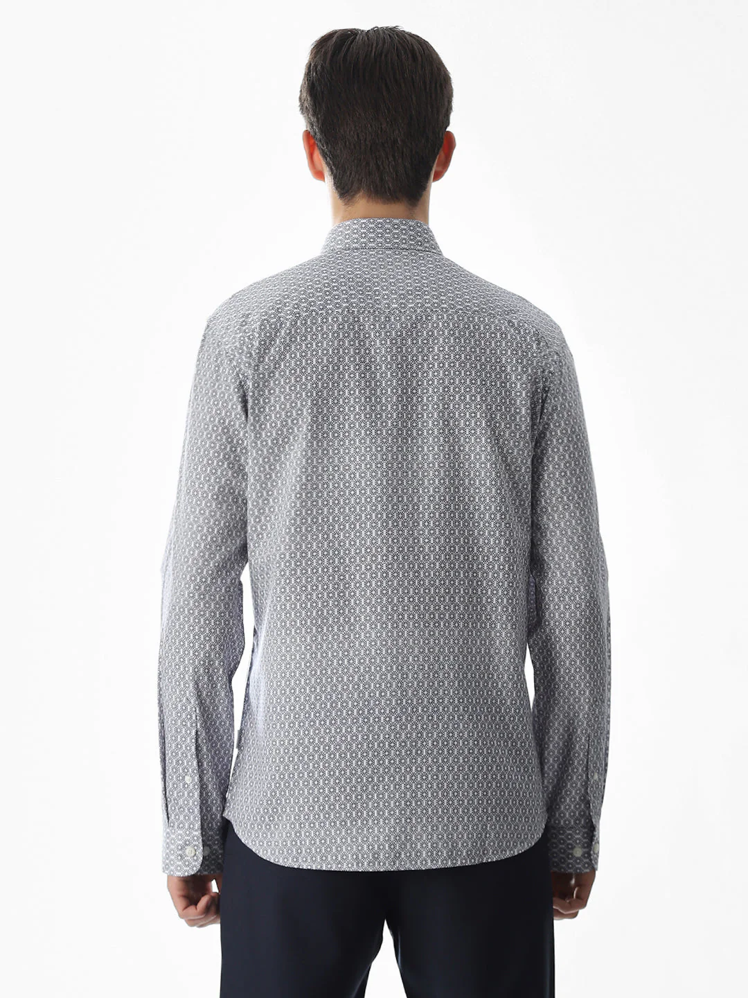 Abstract Print Slim Fit Shirt - White - Image 9