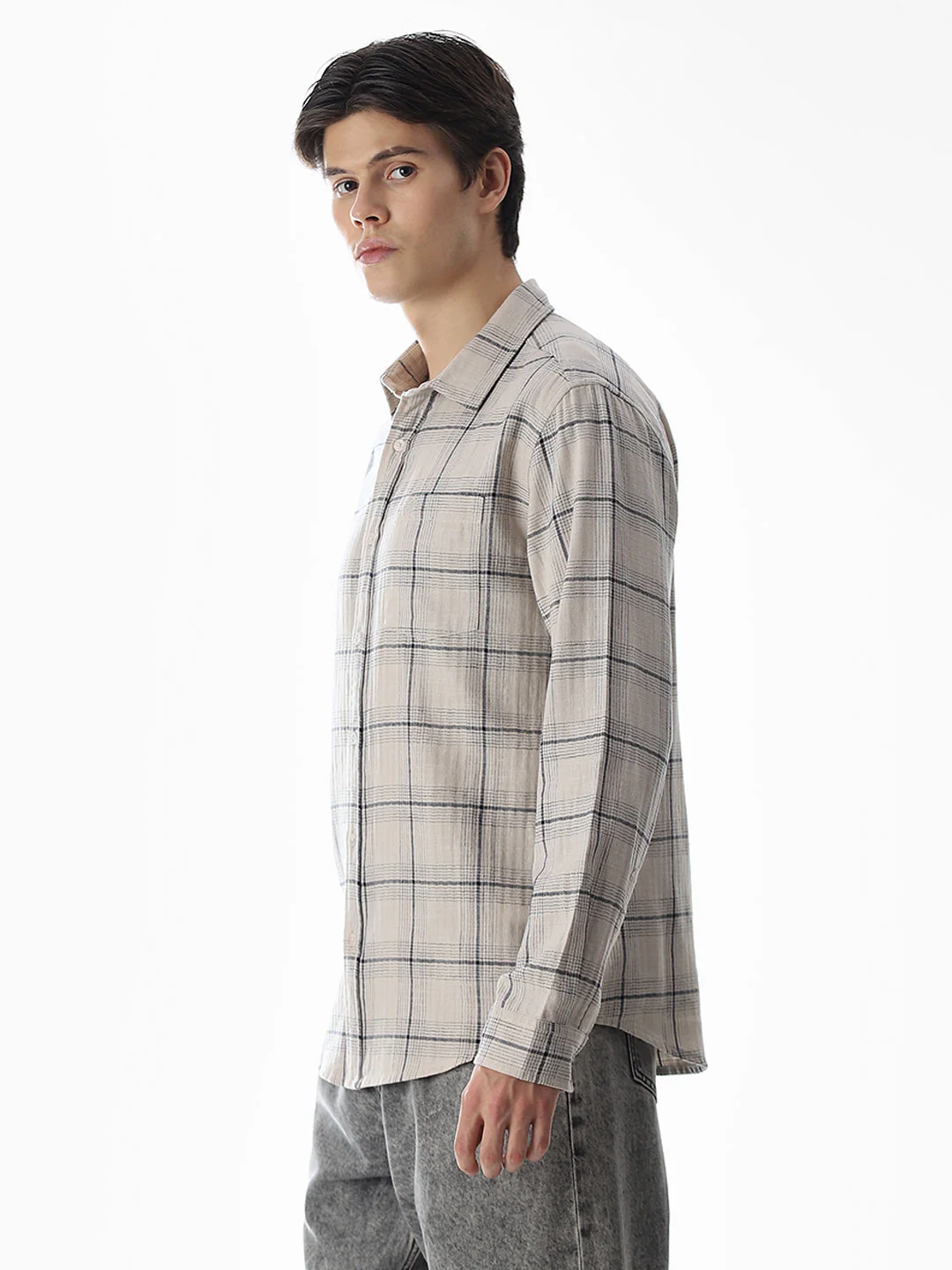 Regular Fit Check Shirt - White - Image 3
