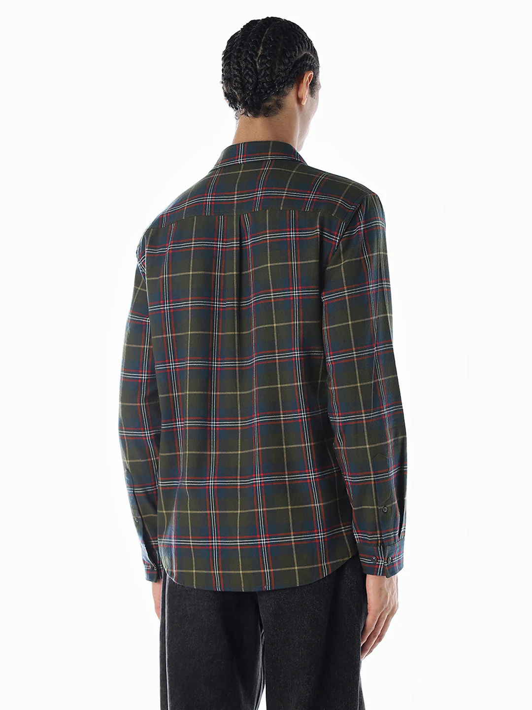 Dark Green Check Cotton Shirt - Image 4