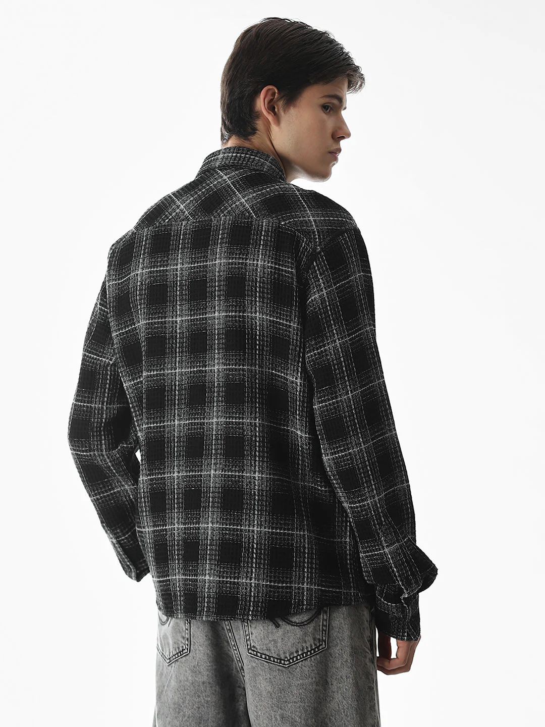 Regular Fit Check Shirt - Black - Image 4