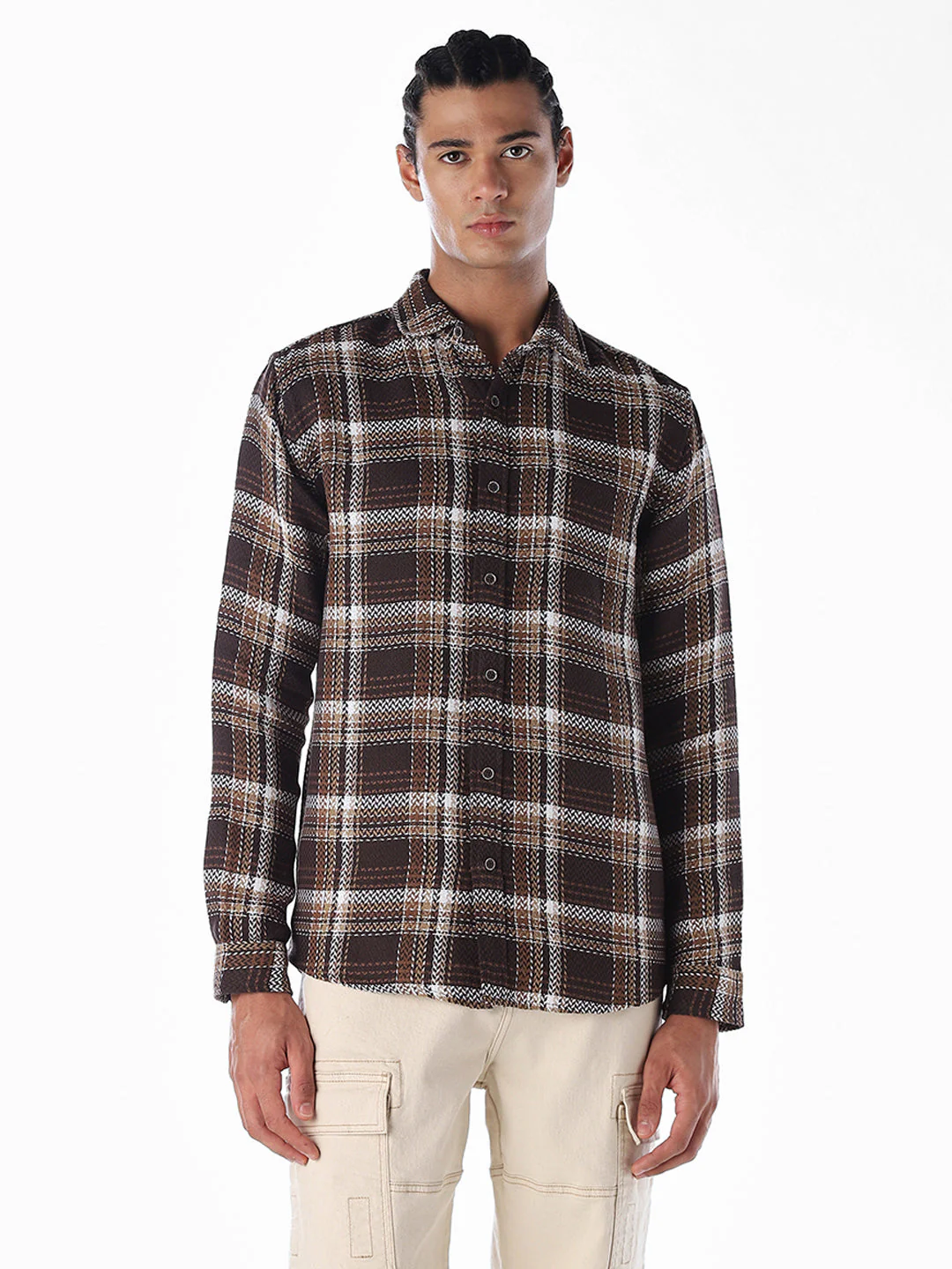 Textured Check Cotton Shirt - Image 2