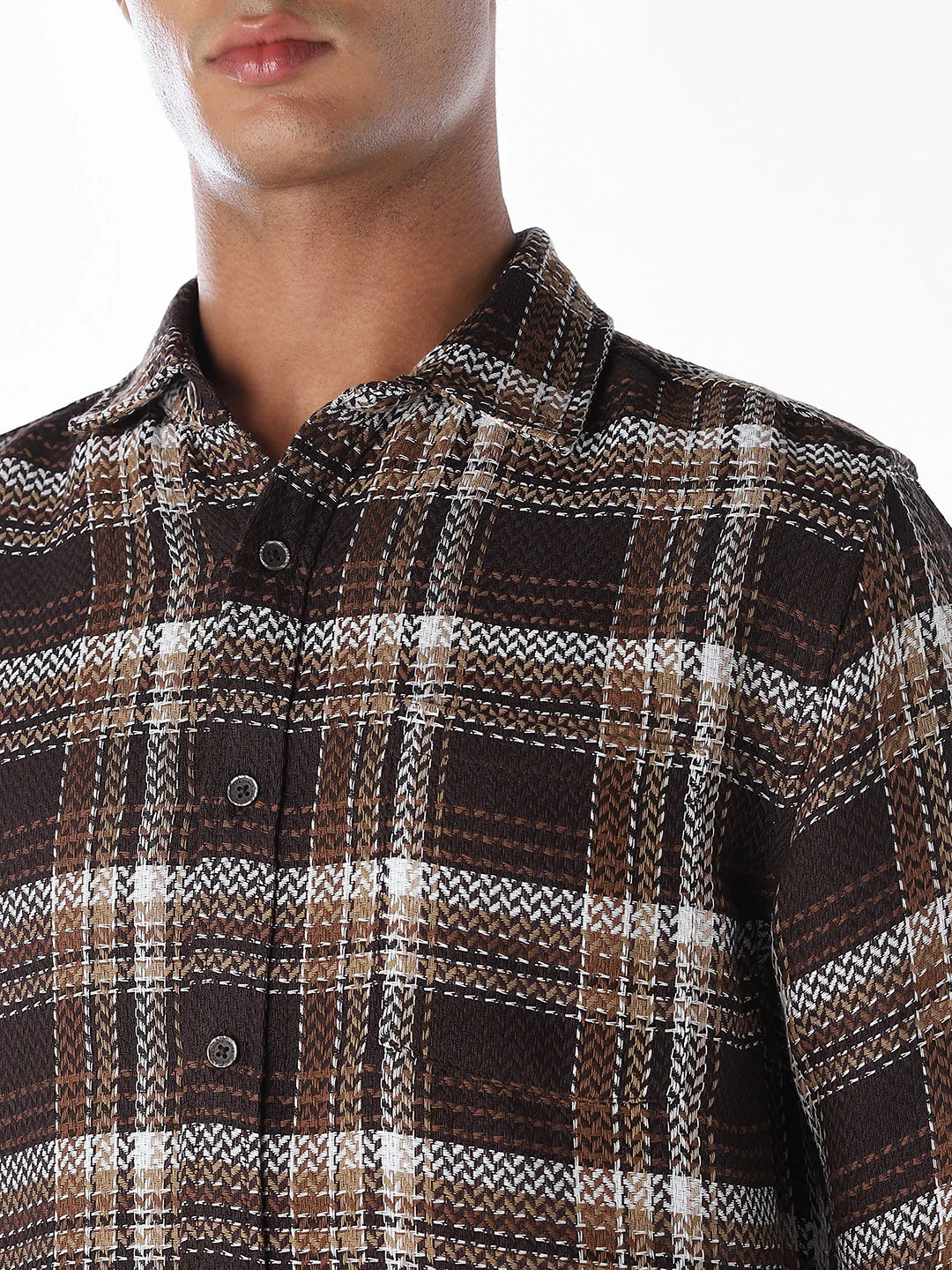 Textured Check Cotton Shirt - Image 5