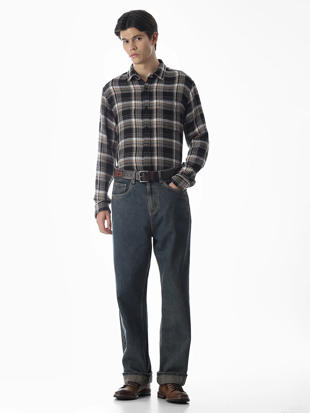 Regular Fit Check Shirt - Black - Image 6