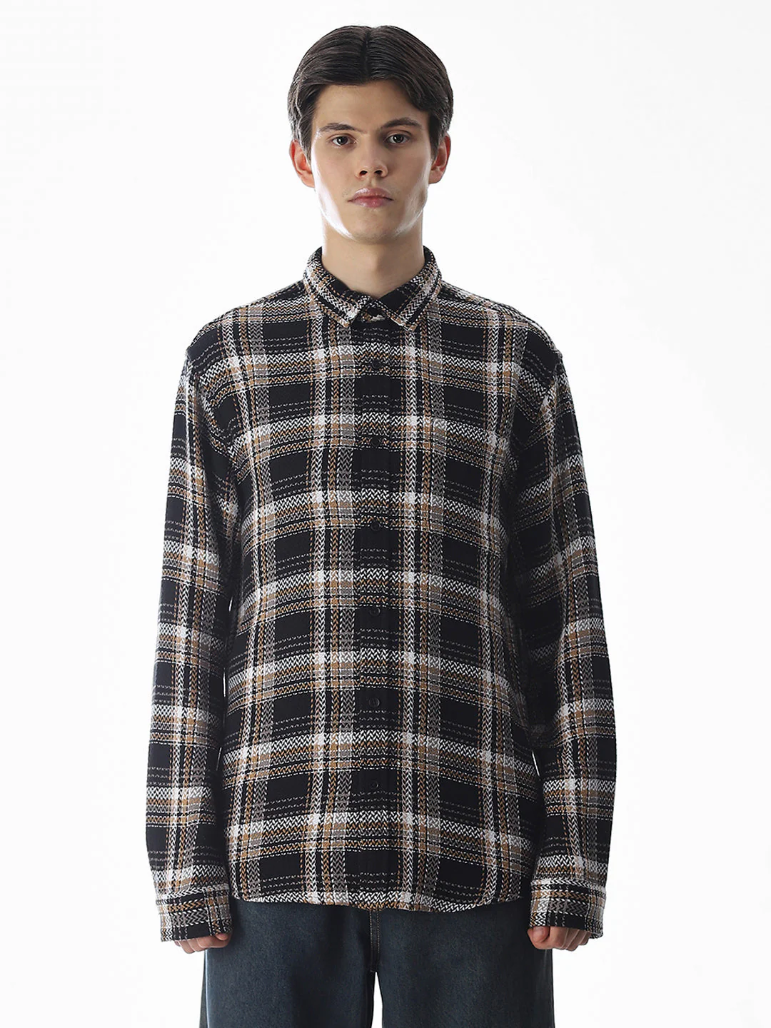 Regular Fit Check Shirt - Black - Image 8