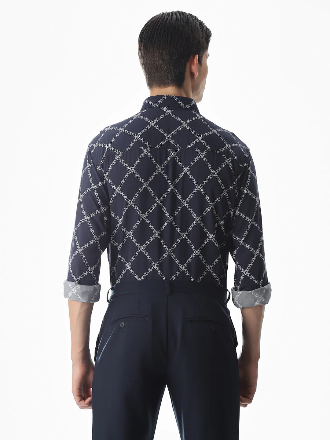 Printed Blue Viscose Shirt - Image 4