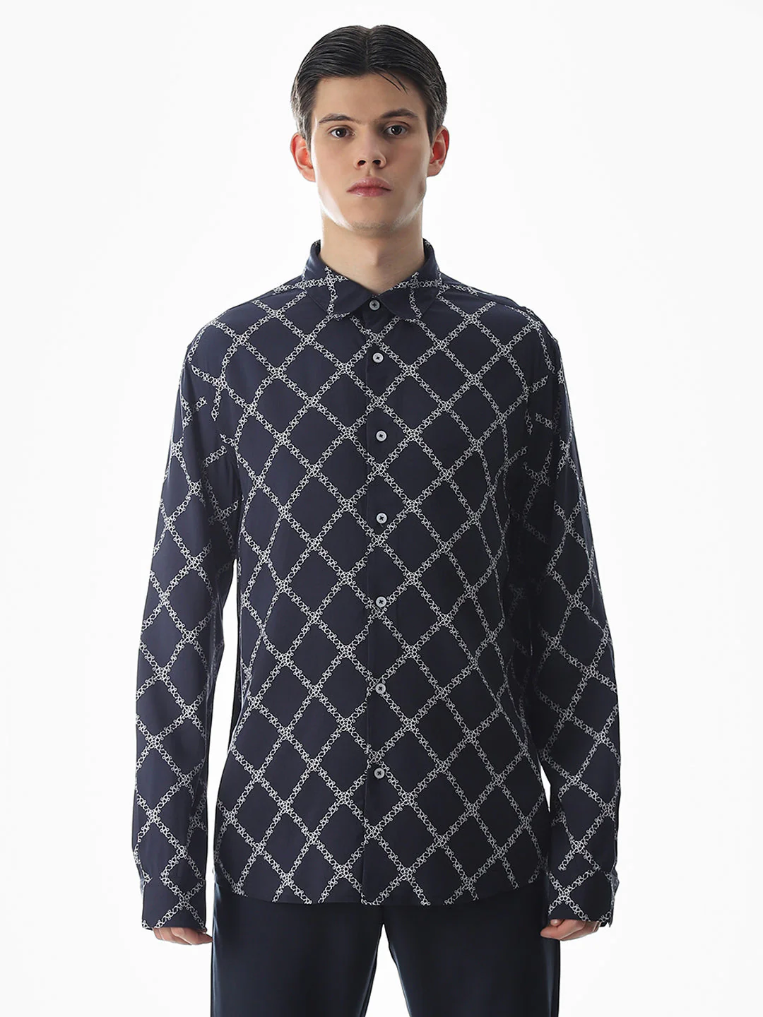 Printed Blue Viscose Shirt - Image 8