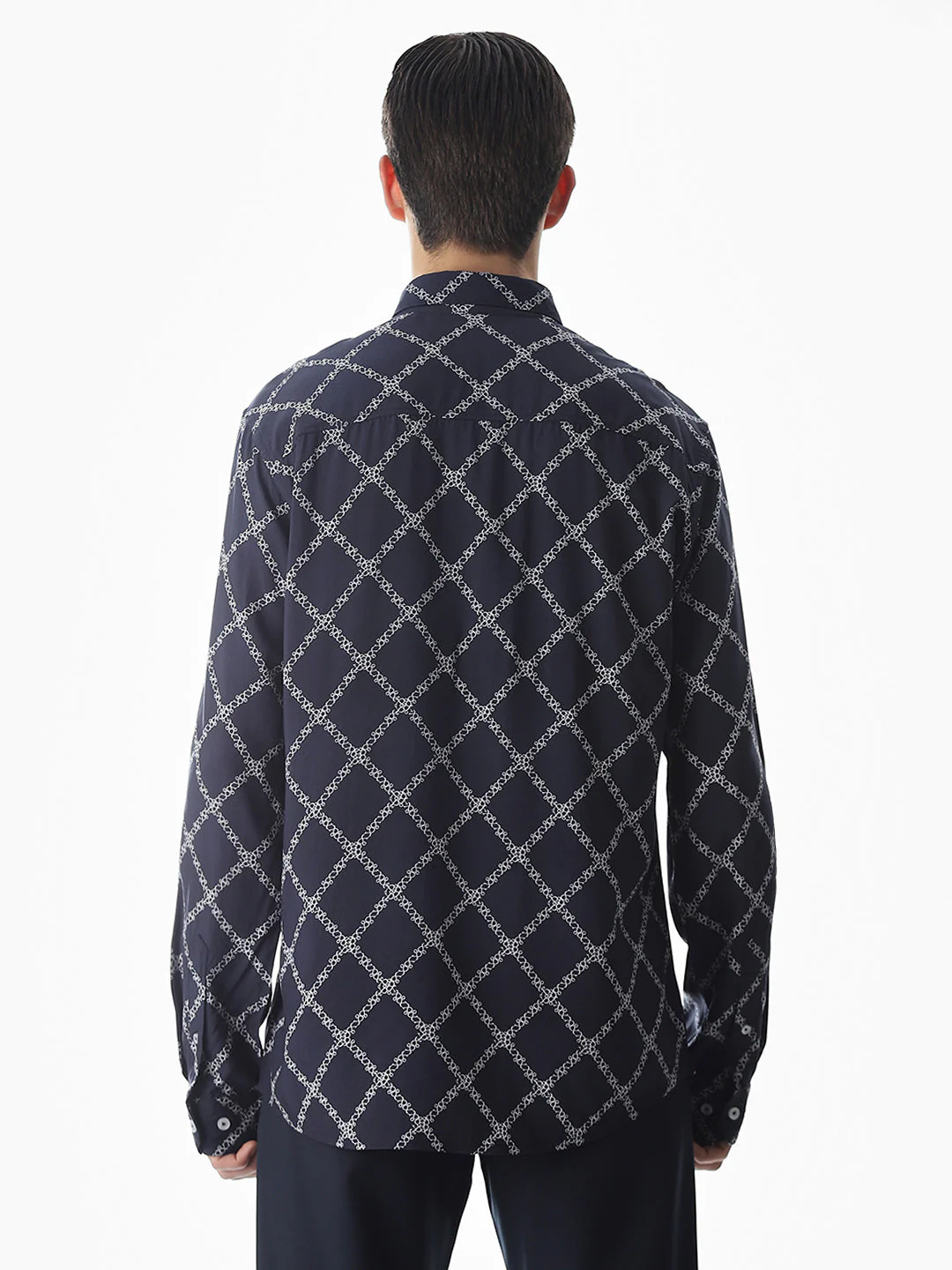 Printed Blue Viscose Shirt - Image 9