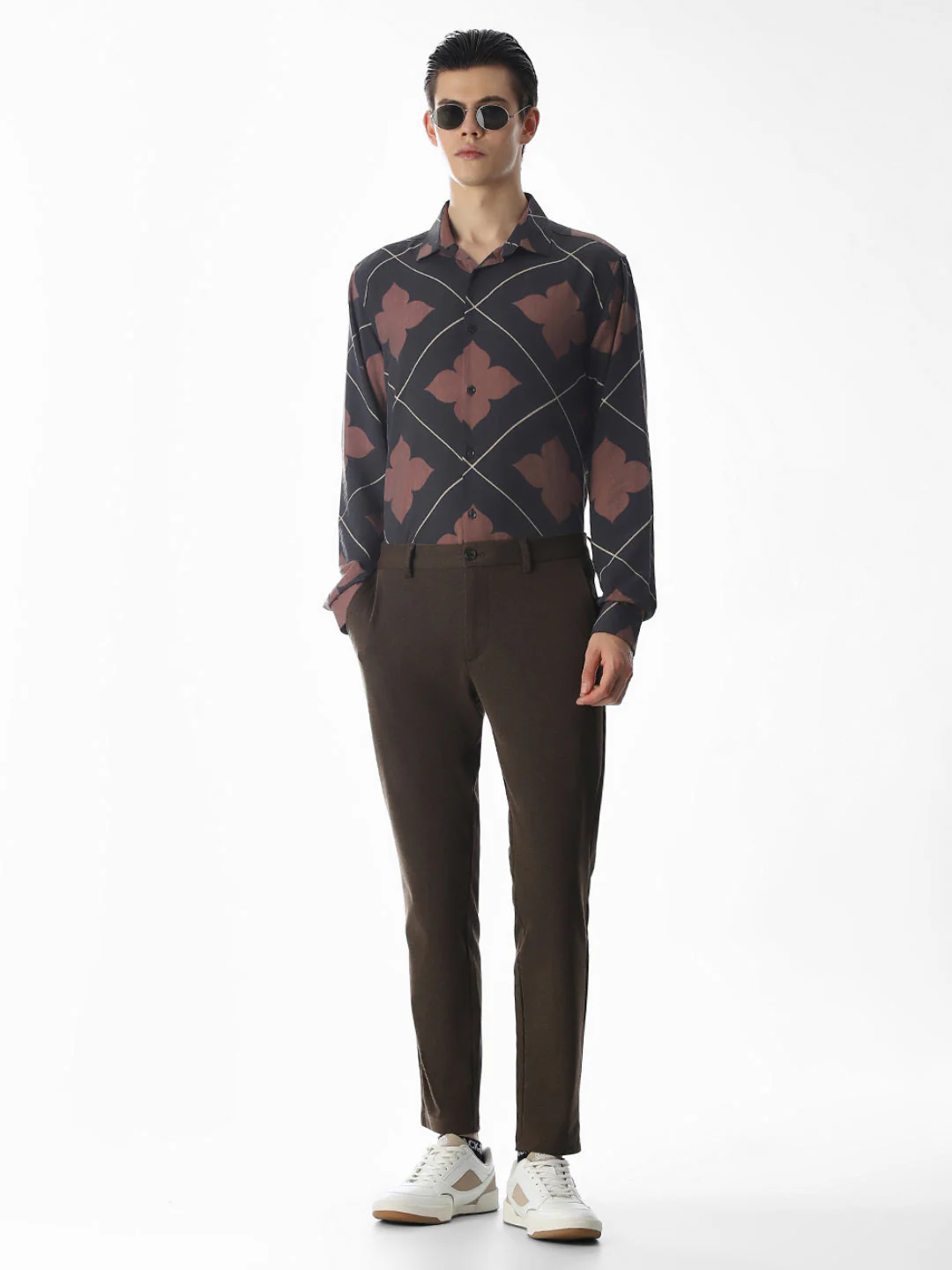 Slim Fit Printed Short Sleeves Shirt - Black - Image 6