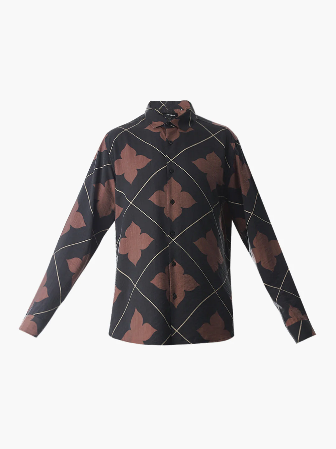 Slim Fit Printed Short Sleeves Shirt - Black - Image 7