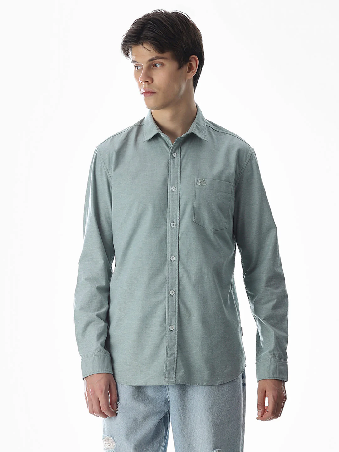 One Patch Pocket Slim Fit Shirt - Green - Image 2