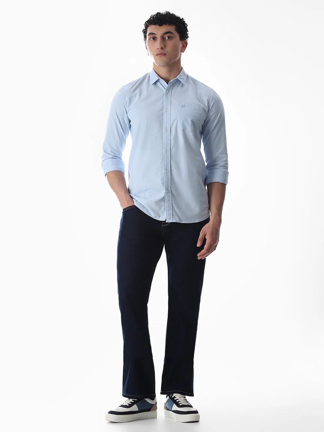 One Patch Pocket Slim Fit Shirt - Blue - Image 6