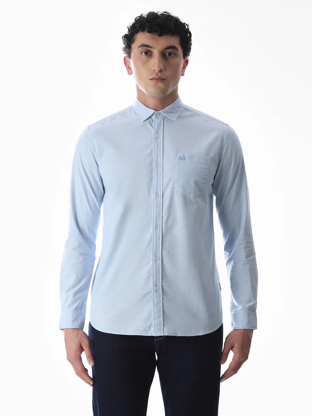 One Patch Pocket Slim Fit Shirt - Blue - Image 8