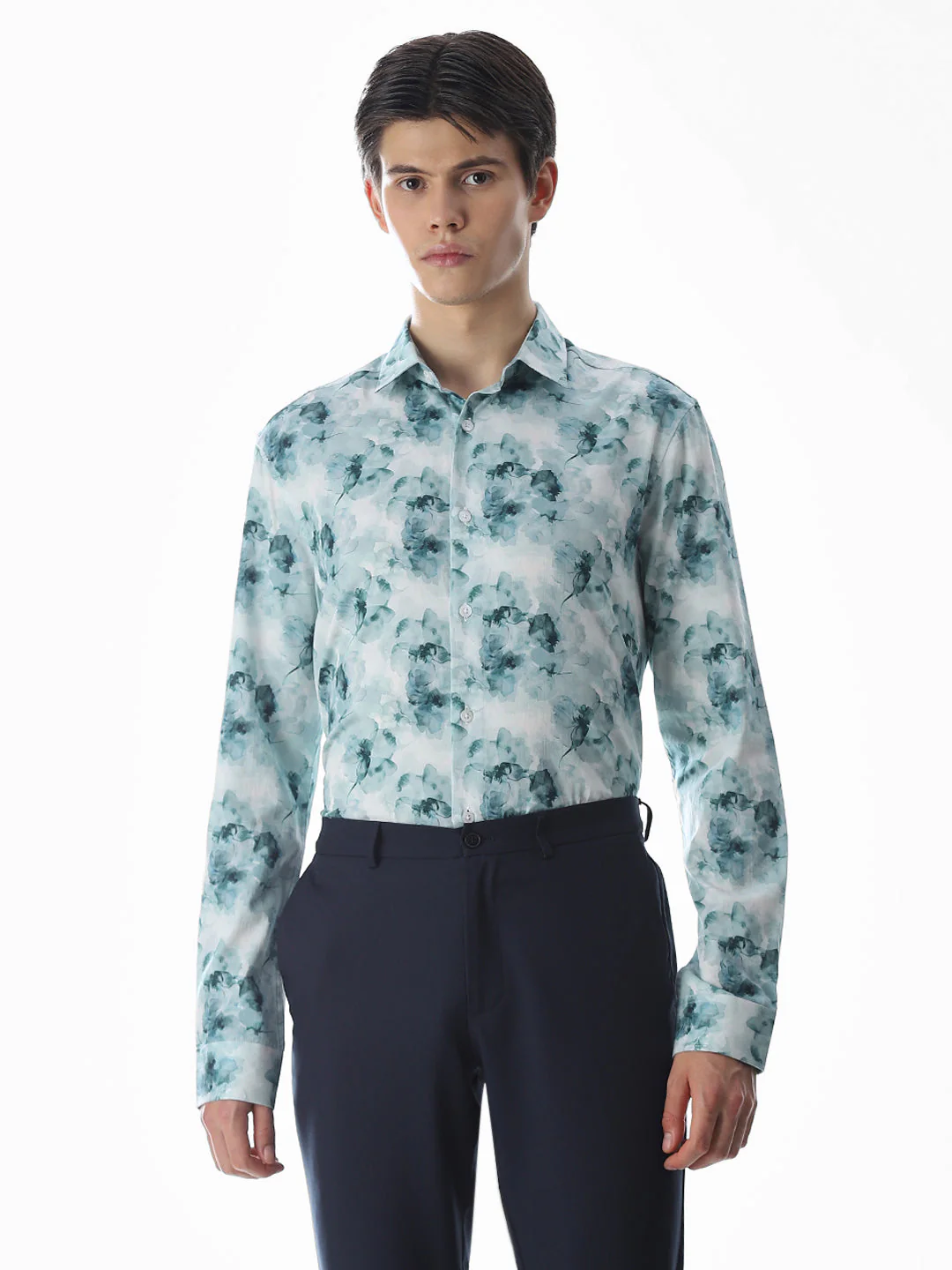 Cotton Printed Full Sleeves Shirt - Green - Image 2