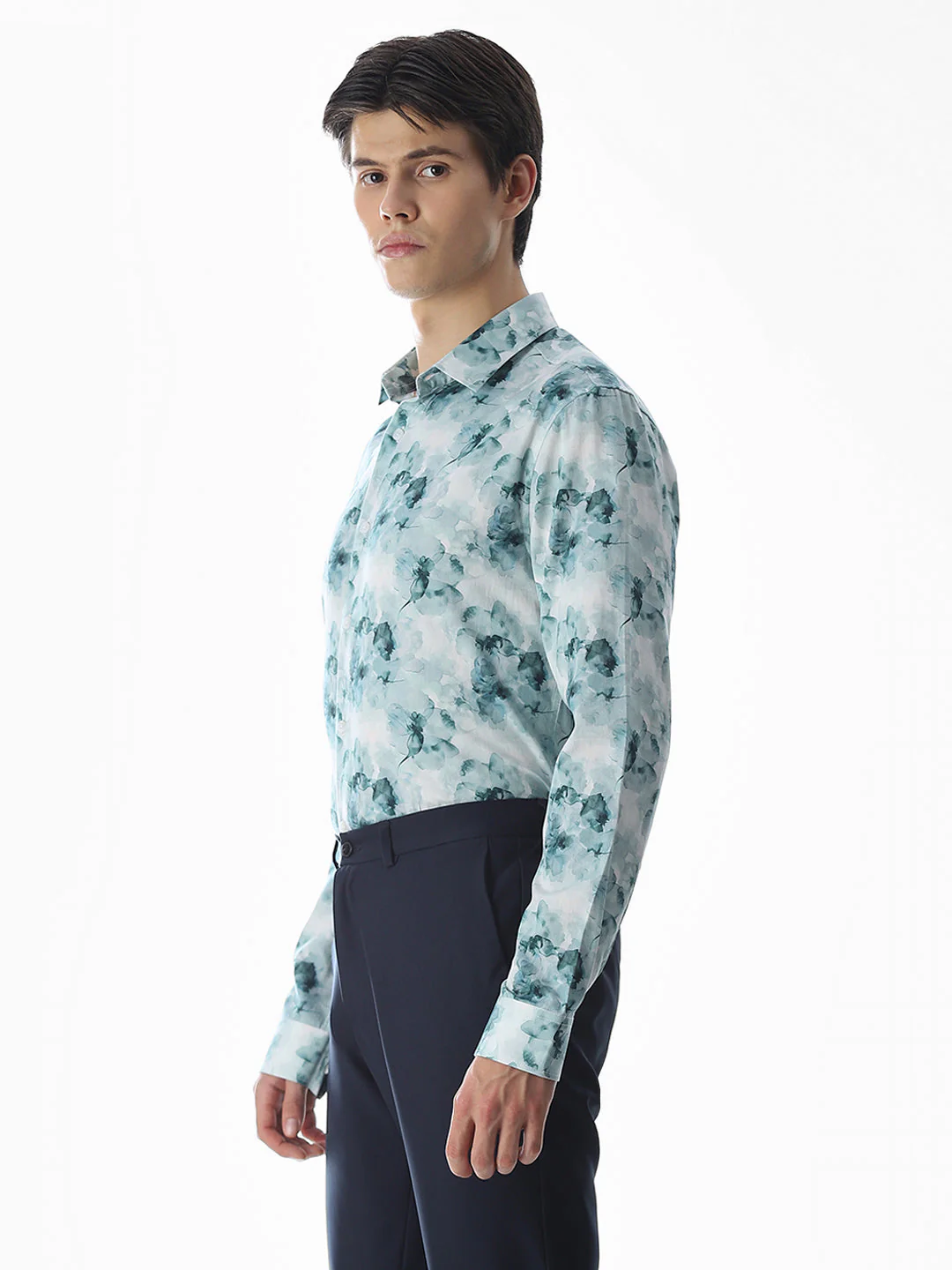 Cotton Printed Full Sleeves Shirt - Green - Image 3