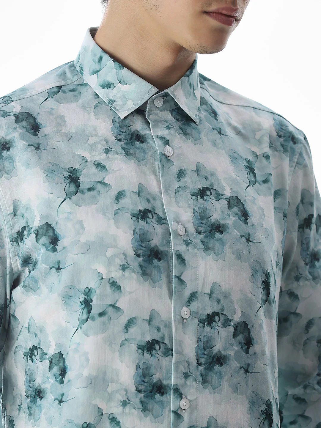 Cotton Printed Full Sleeves Shirt - Green - Image 5