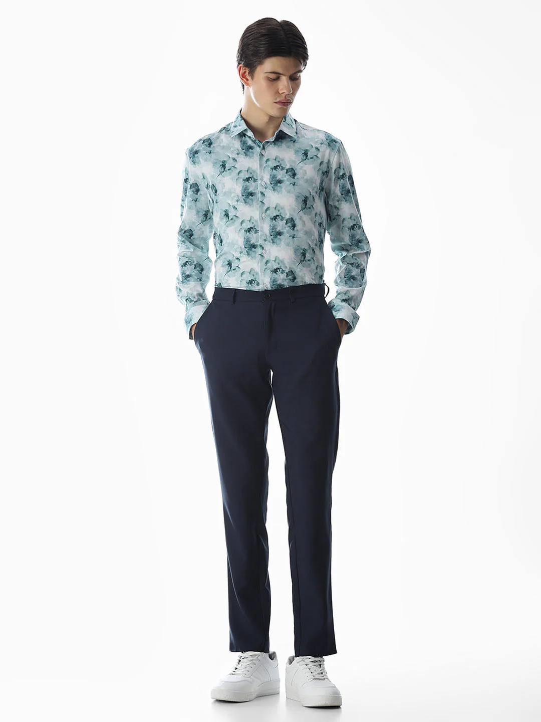 Cotton Printed Full Sleeves Shirt - Green - Image 6