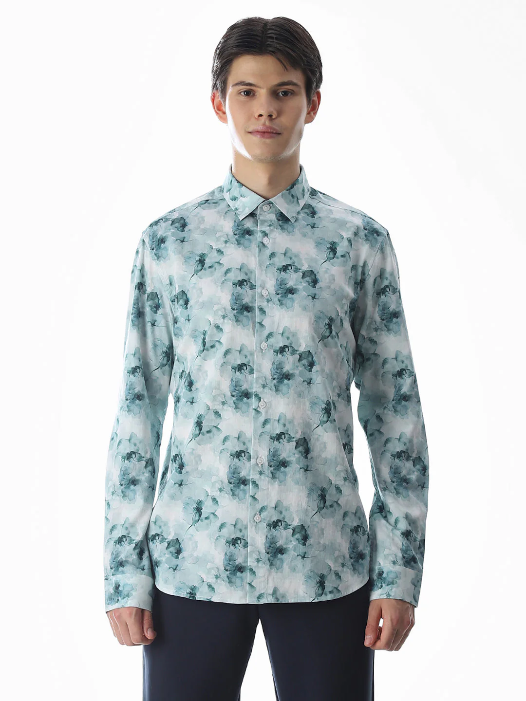 Cotton Printed Full Sleeves Shirt - Green - Image 8